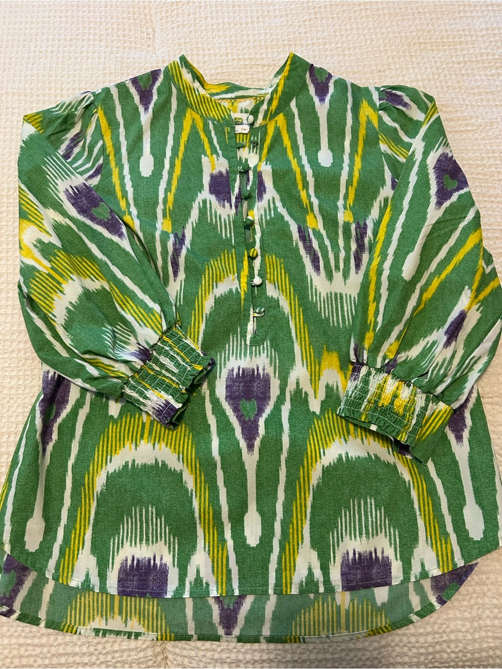 ANTHROPOLOGIE Blouse with Covered Buttons.
